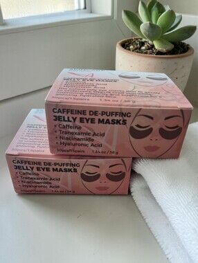 LA SPLASH 2-PACK JELLY EYE MASKS. CAFFEINE DE-PUFFING.